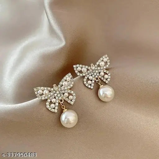 Pearl Studded Butterfly Earrings