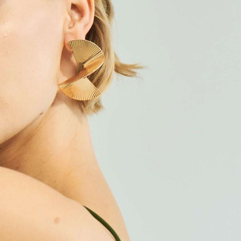 Swirl Golden Statement Earrings