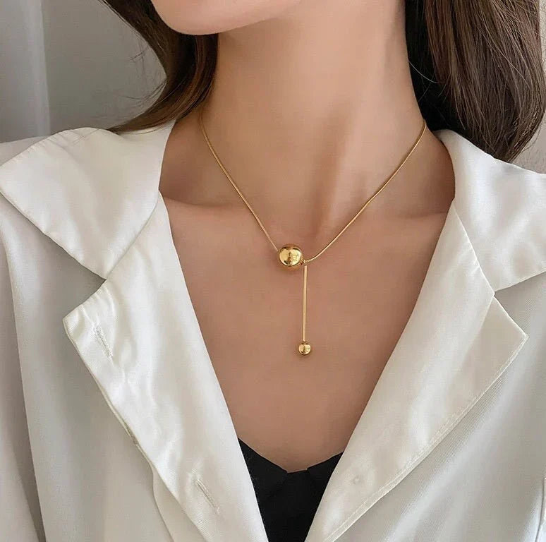 AULI 18K Gold Plated Bead Ball Necklace