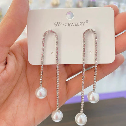 U Pearl Drop Party Glam Earrings