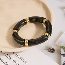 Retro Luxe Black Acrylic Bracelet Set