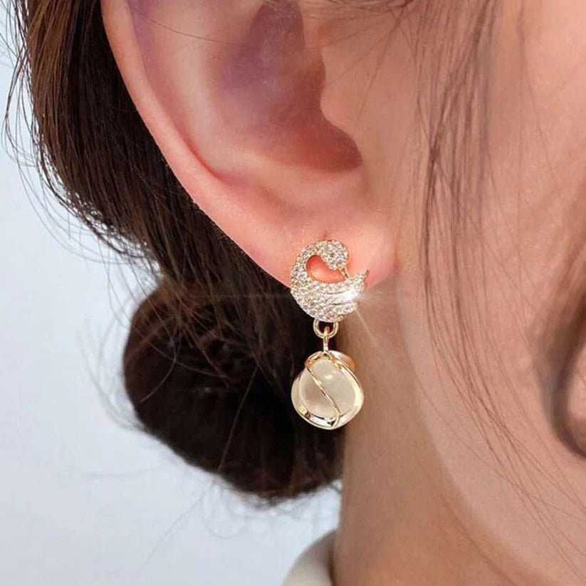 Crystal Swan Drop Earrings